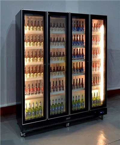 Mobiletto portabevande verticale con porta in vetro